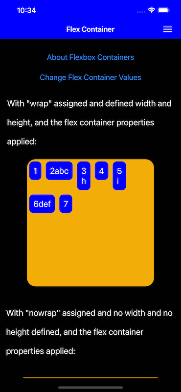 Learn flex with the Flexbox container showing.